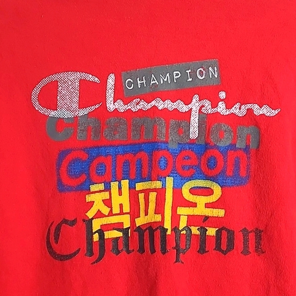 Vintage Y2K Champion Front & Back Logo Spellout Red Tee Tshirt Mens Size Medium - Picture 8 of 15
